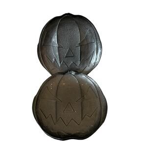 Akcam HALLOWEEN Jack O Lantern Pumpkin Turkish Glass Plates 8in Set of 4 Black